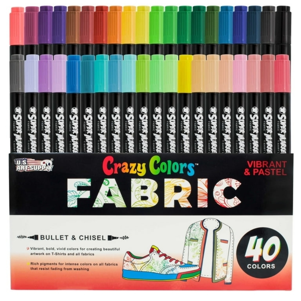 US Art Supply Fabric Markers Set + Puff Paint For Fabric